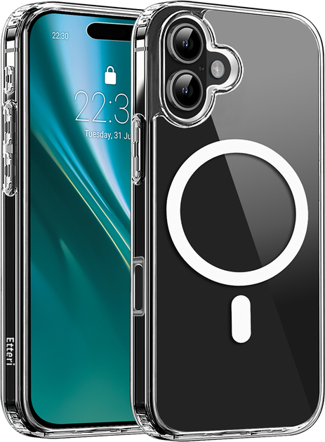 Etui plecki Etteri Hybrid Mag do Apple iPhone 16e Transparent (5907504513683) - obraz 1