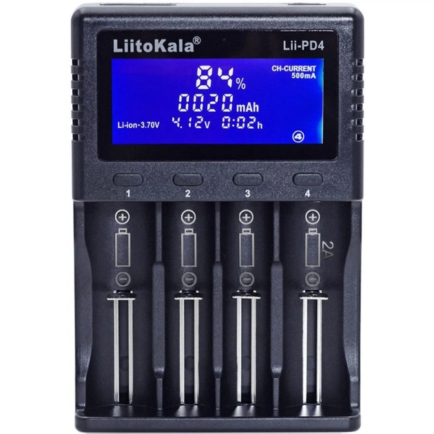 Зарядний пристрій Liitokala Lii-PD4, 4 канала, Ni-Mh/Li-ion/LiFePo4, 220V/12V, LCD, Box - изображение 3