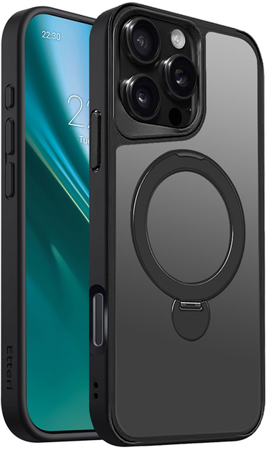 Etui plecki Etteri Matt Mag Ring do Apple iPhone 16 Pro Max Black (5906961960474) - obraz 1