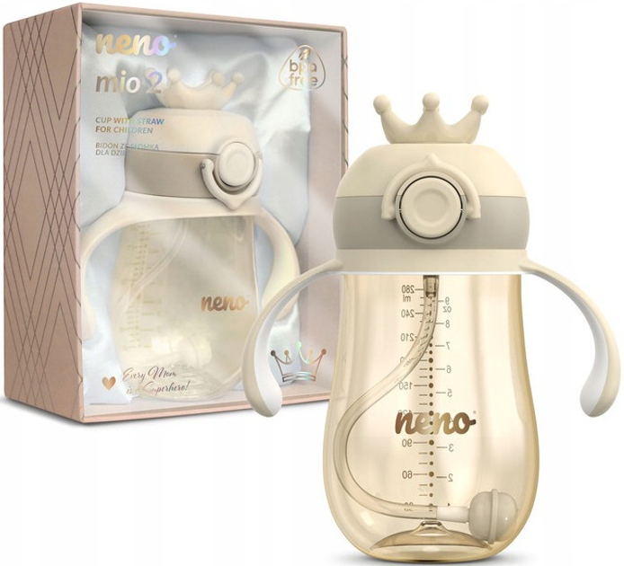 Bidon Neno Mio 2 z obciążoną słomką Kremowy 280 ml (5902479674421) - obraz 8