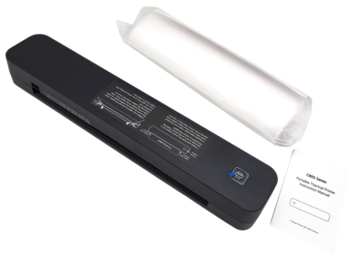 Термо принтер A4 портативний акумуляторний 1500mah Bluetooth бездротовий друк через мобільний додаток APP + рулон термопаперу UKC C80S - зображення 2