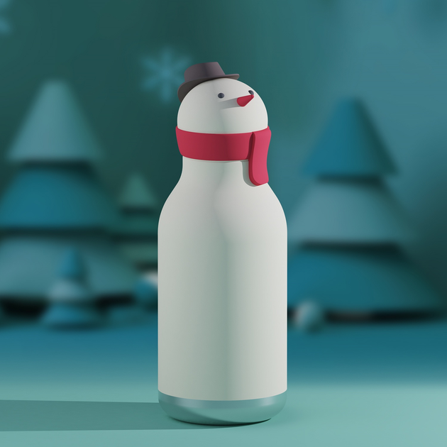 Butelka termiczna ze słomką Asobu Bestie Bałwan 460 ml (842591054808) - obraz 3