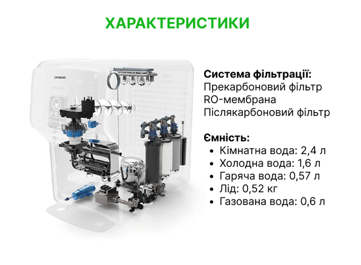 Компактний очисник води NAIS Sparkling RO з газованою водою та льодом - зображення 8