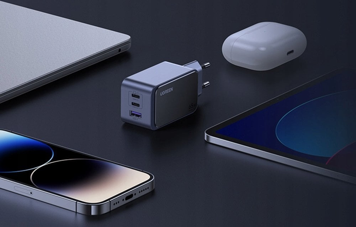 Мережевий зарядний пристрій Ugreen X553 Nexode S USB-A+2xUSB-C 65W GaN Tech Fast Charger Space Gray (6941876230426) - зображення 3