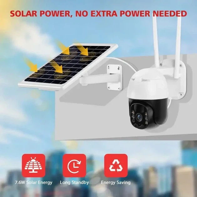 4G Wi-Fi солнечная камера TP8 V380 Pro, 2MP, поворотная, ночное видение, PIR датчик, батарея, 320°, удалённый доступ - изображение 6