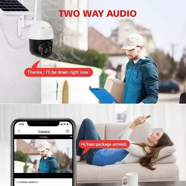 4G Wi-Fi солнечная камера TP8 V380 Pro, 2MP, поворотная, ночное видение, PIR датчик, батарея, 320°, удалённый доступ - изображение 7
