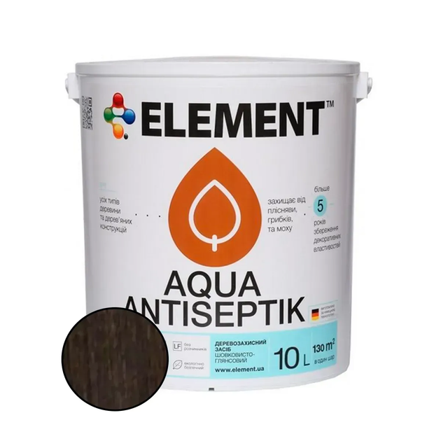 Антисептик для дерева ELEMENT Aqua Antiseptik Венге 10л - изображение 2