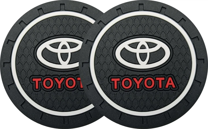 Коврик антискользящий силиконовый в подстаканник с логотипом Toyota Тойота комплект 2 шт Leader (k-4428) - изображение 2