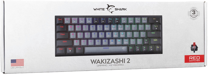 Klawiatura przewodowa White Shark Wakizashi 2 USB RGB Grey-Black (3858894506903) - obraz 7