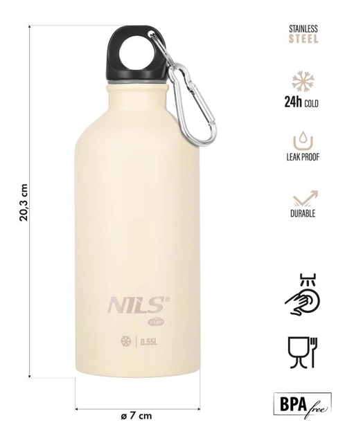 Butelka turystyczna Nils Camp NC3801 550 ml Beżowa (5908261682469) - obraz 3