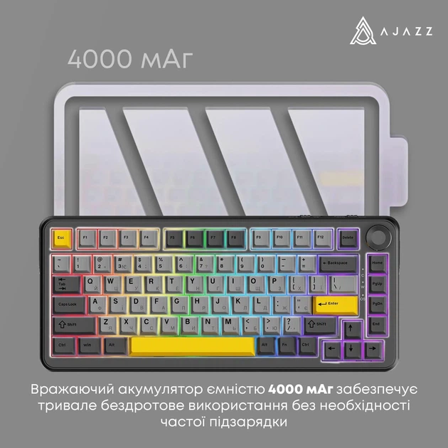Клавиатура Ajazz AK820 MAX PLUS Daydream Switch Black Gray Yellow