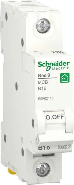 Автоматичний вимикач 1-полюсний Schneider Electric RESI9 1P 16A B 6 kA R9F02116 - Фото 1 Автоматичний вимикач 1-полюсний Schneider Electric RESI9 1P 16A B 6 kA R9F02116 - зображення 1