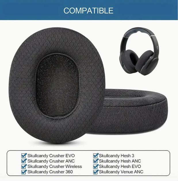 Амбушюры тканевые Skullcandy Crusher Wireless, BT Crusher Evo, BT ANC, Hesh 3.0, BT Venue - изображение 5