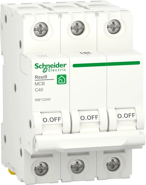Автоматичний вимикач 3-полюсний Schneider Electric RESI9 3P 40A C 6 kA R9F12340 - Фото 1 Автоматичний вимикач 3-полюсний Schneider Electric RESI9 3P 40A C 6 kA R9F12340 - изображение 1