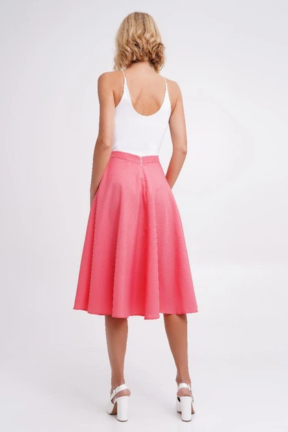 Женская юбка клеш меди, кораловая Подіум 27580-CORAL XL Кораловый - Фото 3 Женская юбка клеш меди, кораловая Подіум 27580-CORAL XL Кораловый - изображение 3