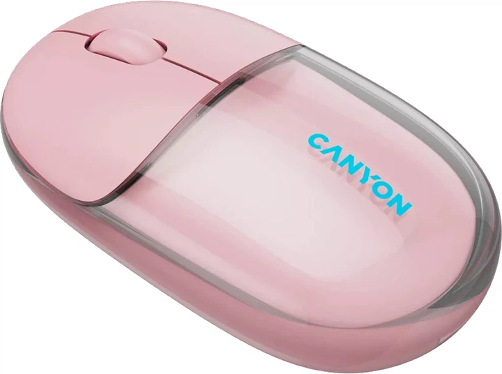 Миша Canyon OnClick 24 Dual-mode Silent Bluetooth/Wireless Transparent/Pink (CNS-CMSW24P) - зображення 3