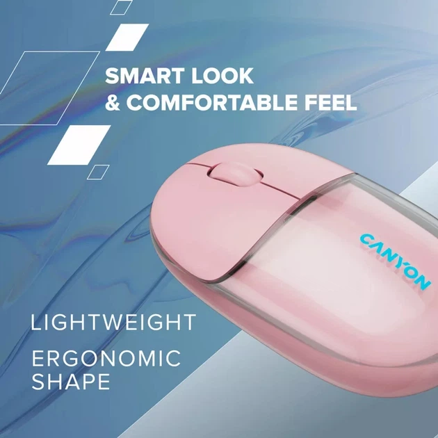 Миша Canyon OnClick 24 Dual-mode Silent Bluetooth/Wireless Transparent/Pink (CNS-CMSW24P) - зображення 10