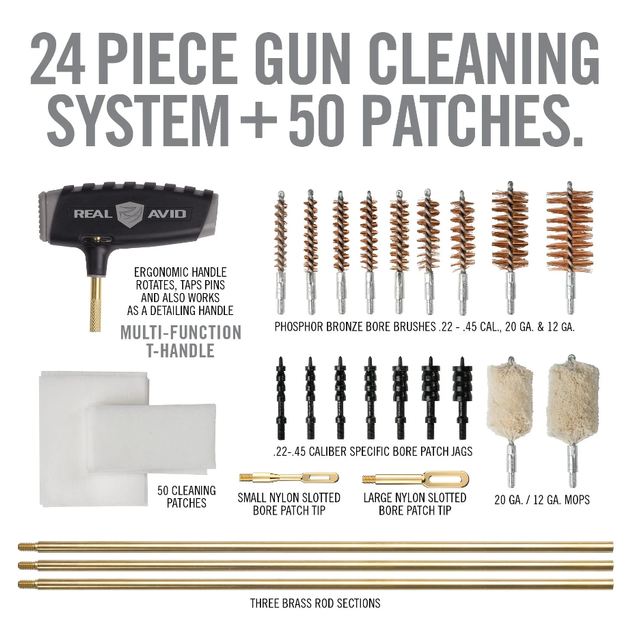 Набор для чистки оружия Real Avid Gun Boss Pro Universal Cleaning Kit калибра 0.22 - 0.45, 20/12 GA - Фото 4 Набор для чистки оружия Real Avid Gun Boss Pro Universal Cleaning Kit калибра 0.22 - 0.45, 20/12 GA - изображение 4