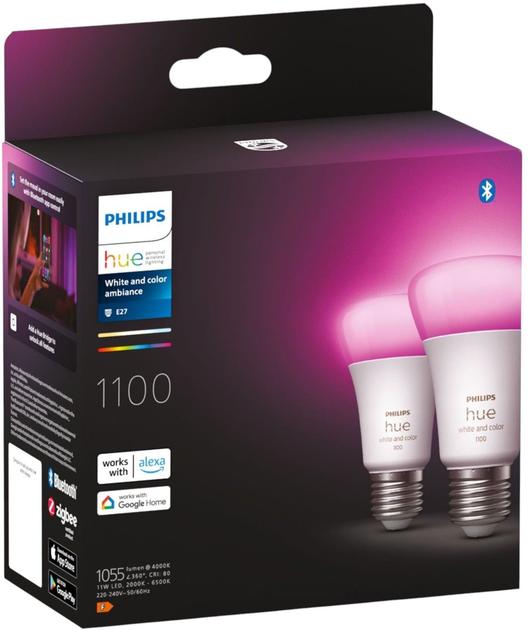 Żarówka LED Philips Hue White and Colour Ambiance A60 E27 smart bulb 1100 2 szt (8719514291317) - obraz 3