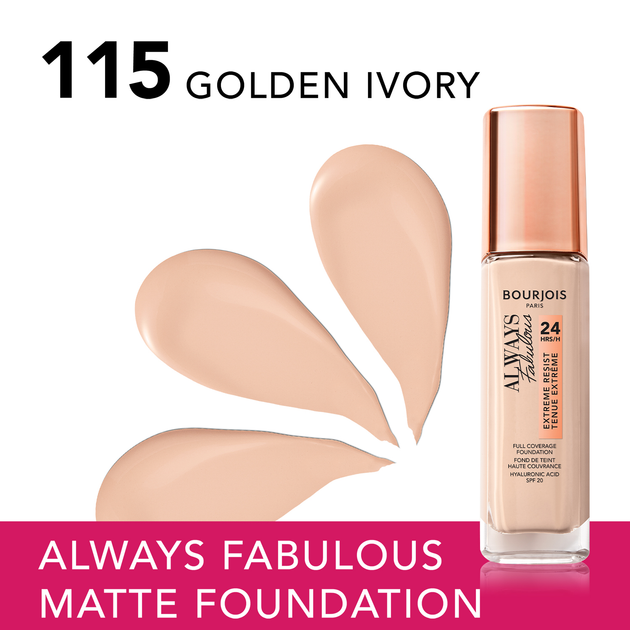 Podkład do twarzy Bourjois Always Fabulous Spf20 115 Golden Ivory 30 ml (3616302732760) - obraz 3