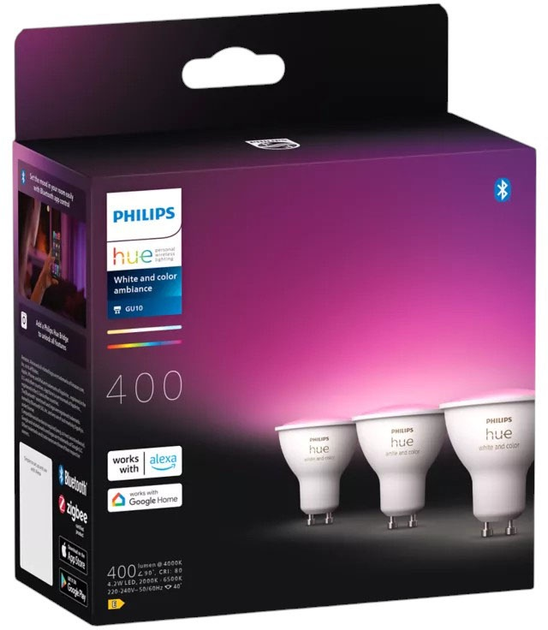 Лампа LED Philips Hue White and color Ambiance Інтелектуальний точковий світильник GU10 3 шт (8720169229877) - зображення 4