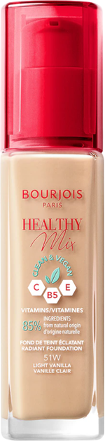 Podkład do twarzy Bourjois Healthy Mix Clean & Vegan 51W Light Vanilla 30 ml (3616303397319) - obraz 1