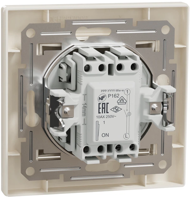 1-клавішний вимикач Schneider Electric Asfora з підсвіткою самозажимний крем (EPH1400123) - изображение 2