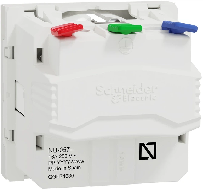 Розетка Schneider Electric Unica New з заземленням зі шторками 16А самозажимні клеми біла NU305718 - изображение 2