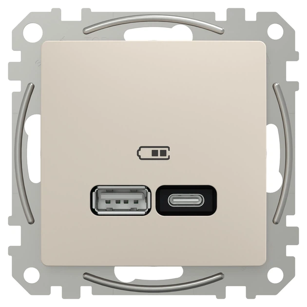 Розетка USB Schneider Electric Sedna Design тип A+C, 3A, 21Вт Бежевий (SDD112405) - Фото 1 Розетка USB Schneider Electric Sedna Design тип A+C, 3A, 21Вт Бежевий (SDD112405) - зображення 1
