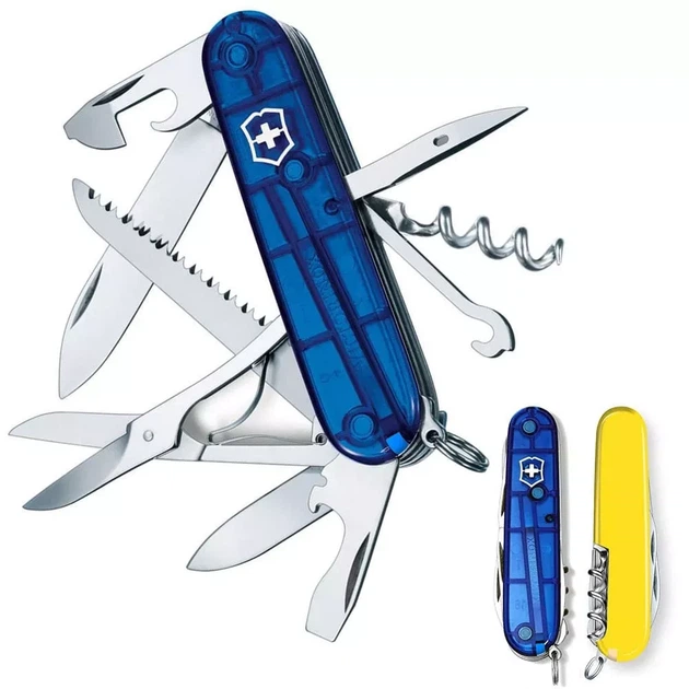 Складной нож Victorinox Huntsman для активного отдыха и путешествий с 15 функциями сине-желтый - изображение 2