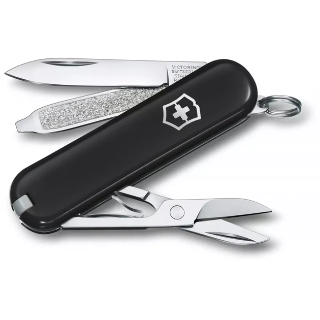 Складной нож Victorinox Classic SD Colors черный для повседневного использования 7 функций компактный - Фото 1 Складной нож Victorinox Classic SD Colors черный для повседневного использования 7 функций компактный - изображение 1