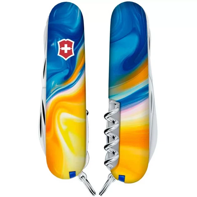 Складаний ніж Victorinox Huntsman багатофункціональний для активного відпочинку 16 функцій жовто-синій - зображення 4