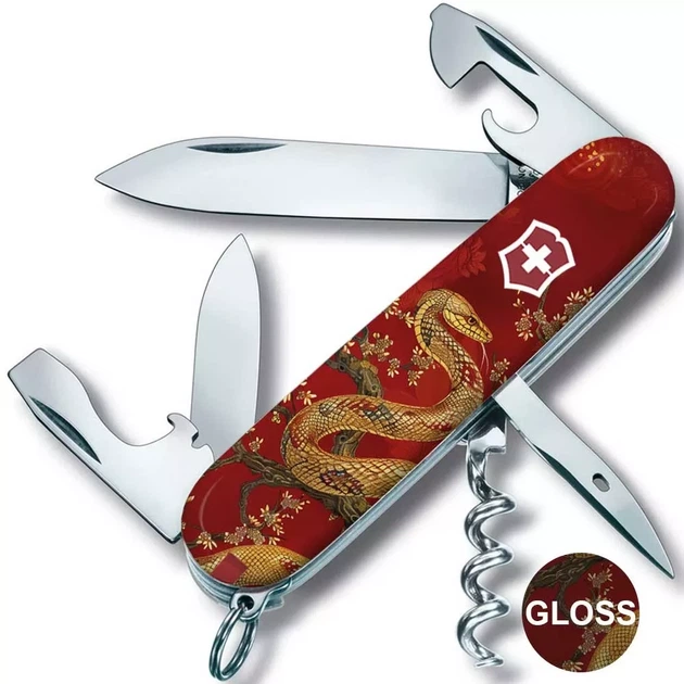Складаний ніж Victorinox SPARTAN ZODIAC 13 функцій для активного відпочинку стильний аксесуар із золотою змійкою - Фото 2 Складаний ніж Victorinox SPARTAN ZODIAC 13 функцій для активного відпочинку стильний аксесуар із золотою змійкою - зображення 2