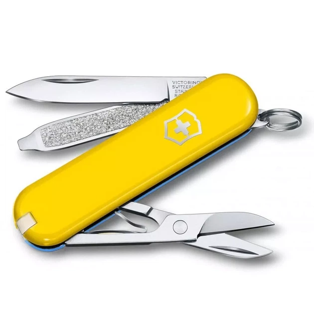 Складаний ніж Victorinox Classic SD жовто-блакитний для активного відпочинку та повсякденного використання - Фото 1 Складаний ніж Victorinox Classic SD жовто-блакитний для активного відпочинку та повсякденного використання - зображення 1
