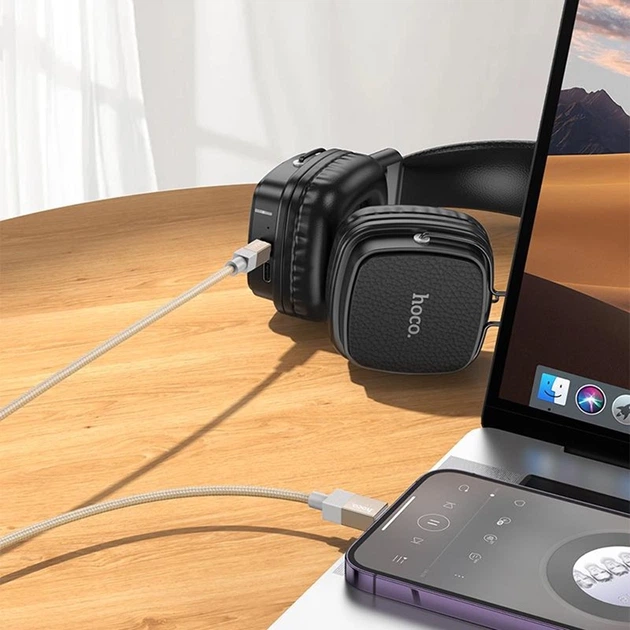 Кабель Hoco UPA32A AUX 3.5мм на Lightning audio conversion cable (1M) для машини, телефонів, програвачів, комп'ютерів Золотий - изображение 3