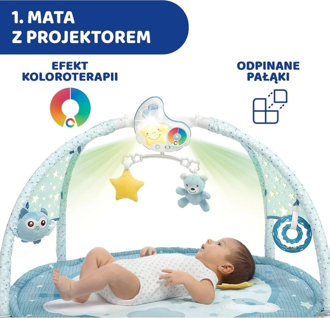 Mata edukacyjna z melodiami i projektorom Chicco First Dreams Enjoy Colours 3 w 1 Niebieska (8058664112548) - obraz 8