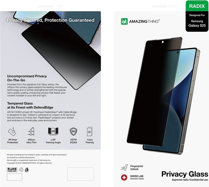 Захисне скло AMAZINGthing Radix Privacy Glass для Samsung Galaxy S25 Transparent (4896238001218) - зображення 4