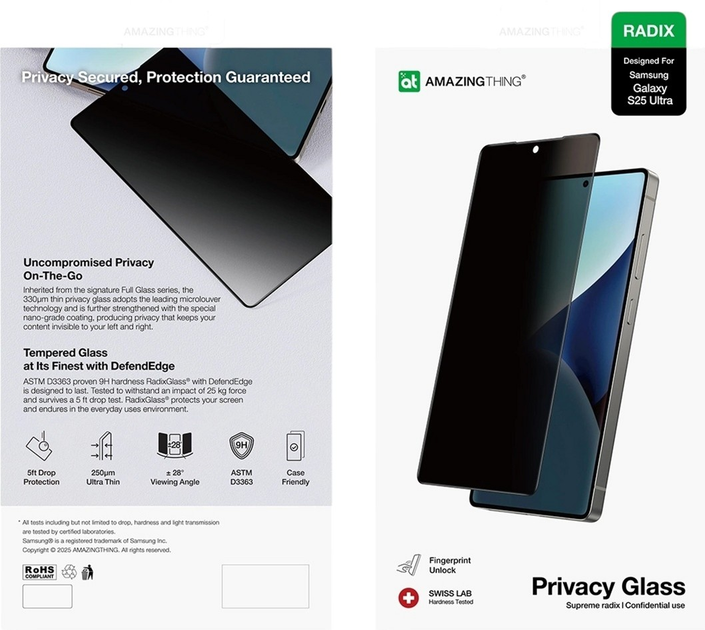 Захисне скло AMAZINGthing Radix Privacy Glass для Samsung Galaxy S25 Ultra Transparent (4896238001232) - зображення 4