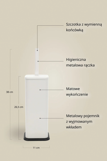Щітка для туалету Nuxio Natrio з металу Біла (5902973461527) - зображення 5