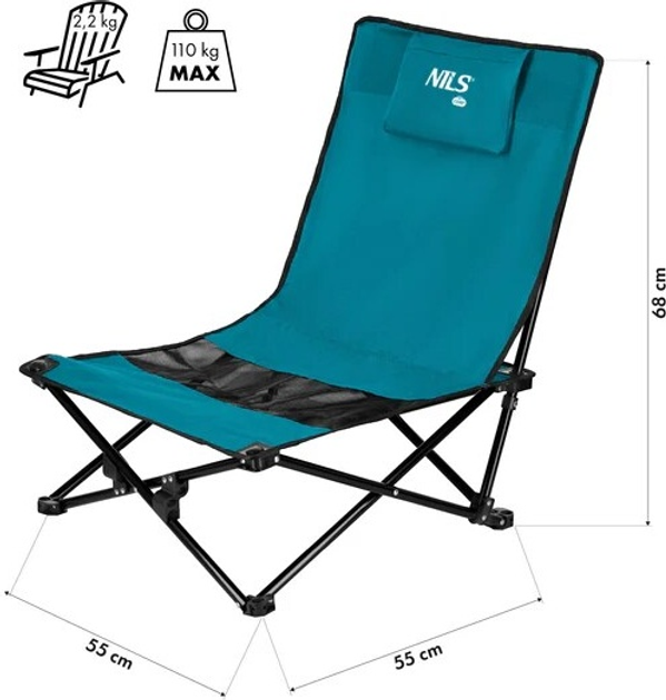 Krzesło plażowe Nils Camp NC3306 Niebiesko-szare (5908261680922) - obraz 3