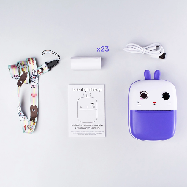 Aparat cyfrowy dla dzieci Hurtel Mini Thermal Printer for Kids with Camera and Camcorder Purple (5907769364426) - obraz 13