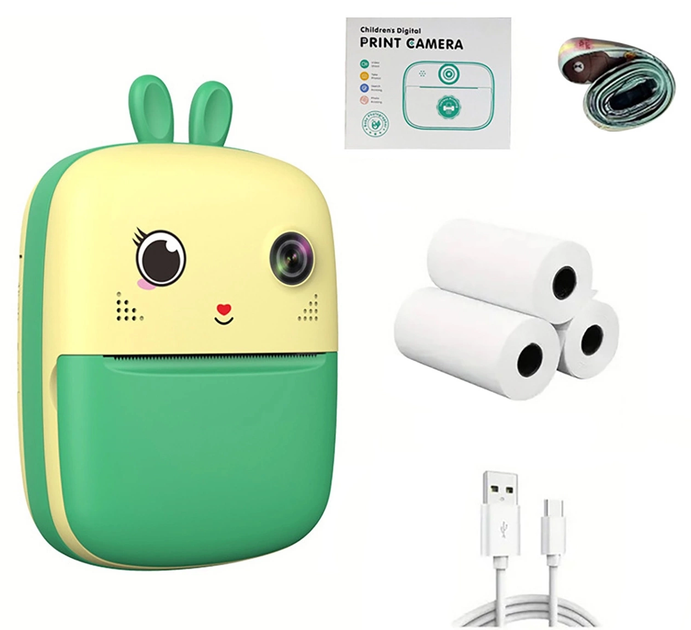 Aparat cyfrowy dla dzieci Hurtel Mini Thermal Printer for Kids with Camera and Camcorder Green (5907769364440) - obraz 14