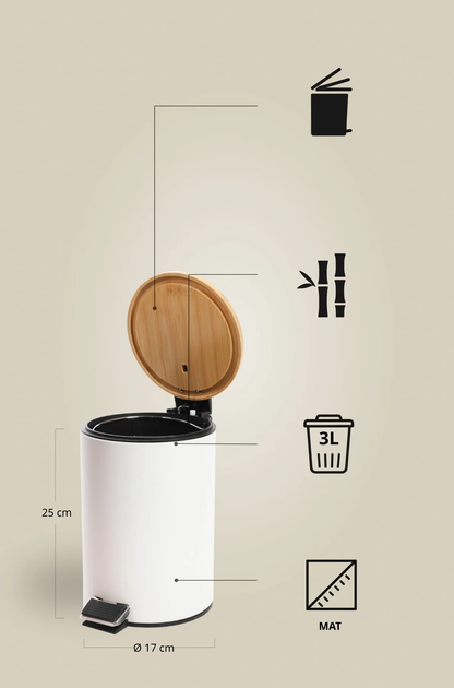 Кошик для ванної кімнати Nuxio Zetru з бамбуком 3L Білий (5902973461589) - зображення 13