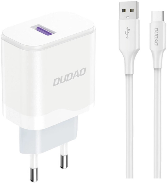 Ładowarka sieciowa Dudao A20EU USB-A 18W + kabel USB-A - USB-C White (6976625332007) - obraz 1