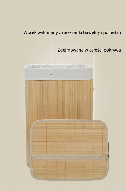 Кошик для білизни з бамбука Nuxio Luva 80L (5902973462111) - зображення 5