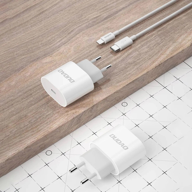 Ładowarka sieciowa Dudao A14EUC USB-C PD 20W + kabel USB-C - USB-C White (6976625332984) - obraz 8