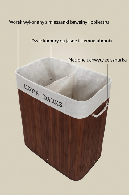 Кошик для білизни з бамбука Nuxio Swana 100L (5902973462142) - зображення 5