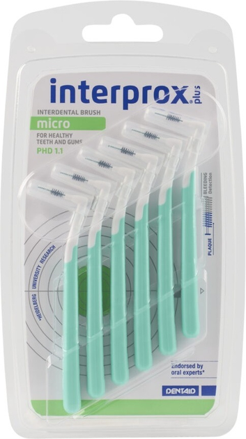 Міжзубні щітки Dentaid Interprox Plus 2G Micro бірюзові 1.1 мм x 6 шт (8427426006294) - зображення 1