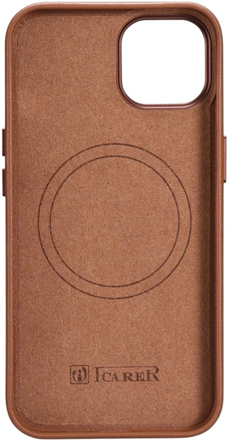 Панель iCarer Real Cowhide Premium Leather Magsafe для Apple iPhone 14 Brown (WMI14220705-BN) - зображення 3