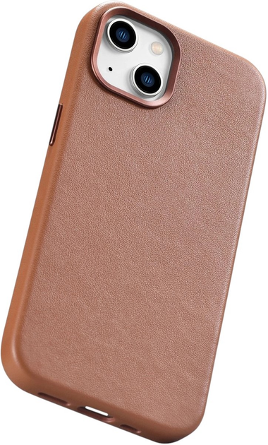 Панель iCarer Real Cowhide Premium Leather Magsafe для Apple iPhone 14 Brown (WMI14220705-BN) - зображення 9